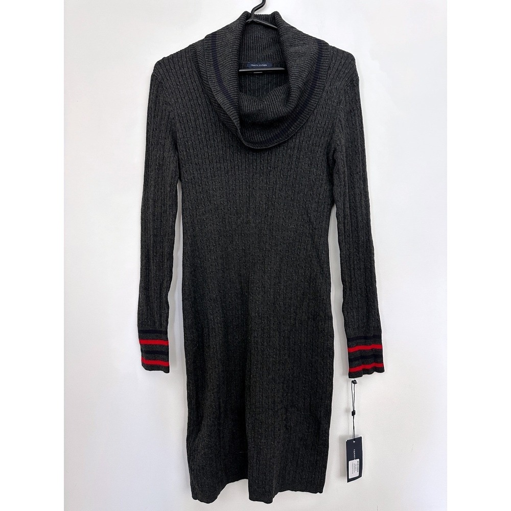 Tommy Hilfiger Sweater Dress Small Gray Transitional Academic Preppy Cozy NWT